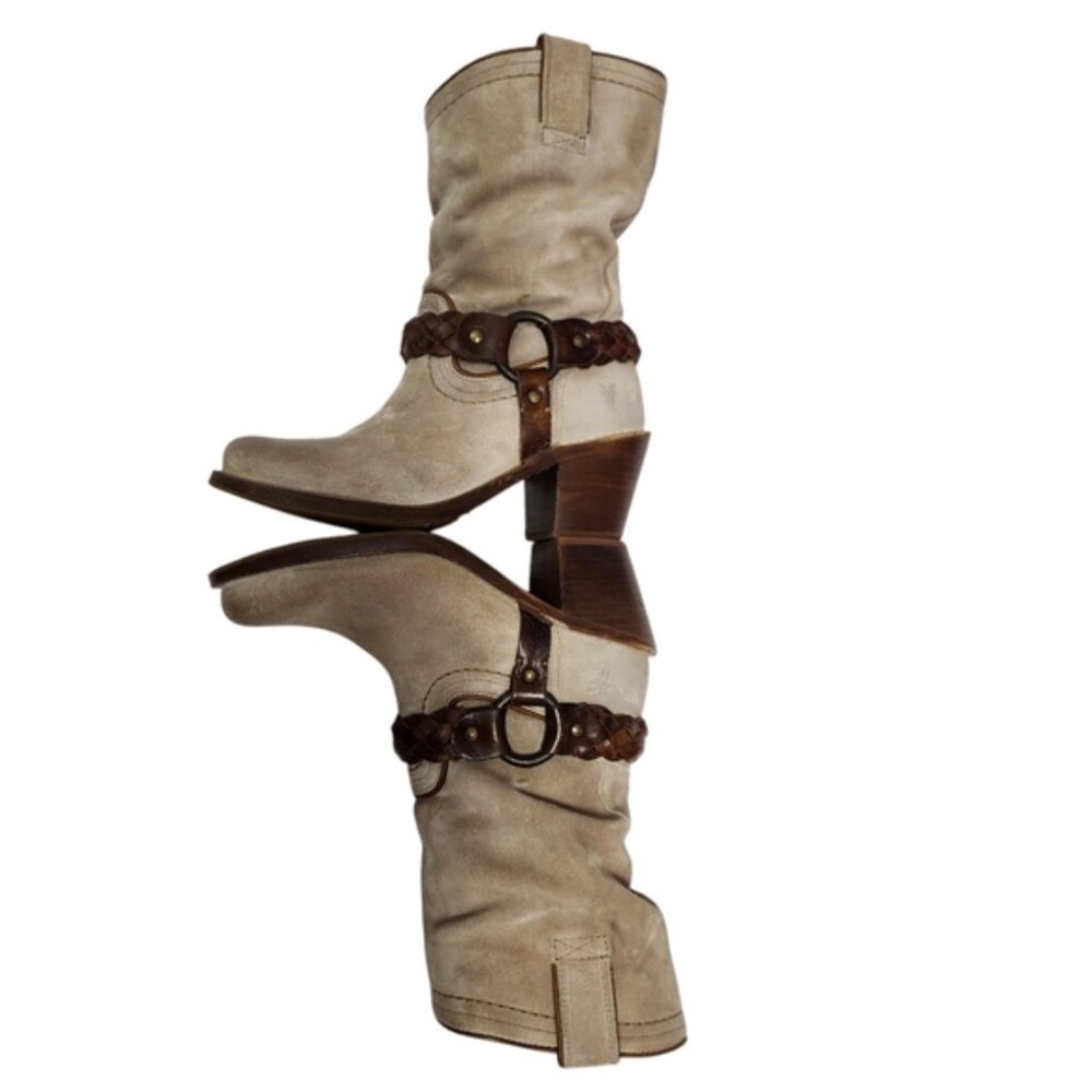 Frye Women's Carmen Braided Harness Boots - Beige - Picture 3 of 9